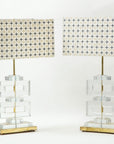 Pair Modern Murano Clear Glass Lamps