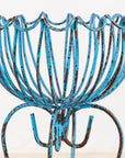 Pair of Blue Painted Iron Pedestal and Basket Planters, 1960s France