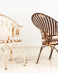 Francois Carre Style Fan-back Metal Garden Chairs, France Mid 20th C.