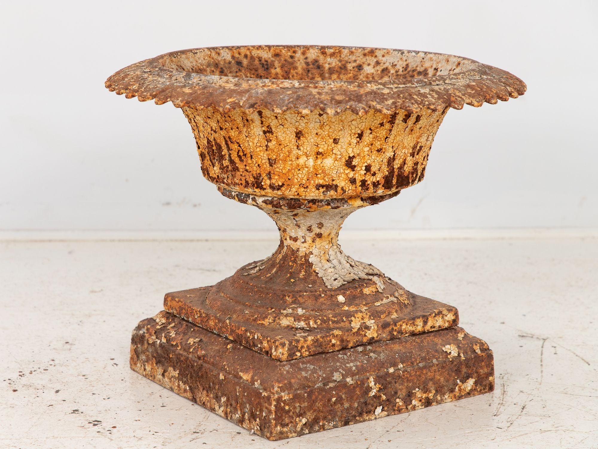 Antique Cast Iron Urn English Classically Styled Planter, Victorian 19th Century