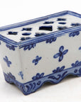 Dutch Delft Style Blue & White Ceramic Flower Brick, France Early 20th C.