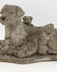 Vintage Reconstituted Stone Dog with Four Puppies, English Mid 20th C.
