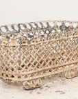 White Painted Cast Iron Latticework Basket, French early 20th C.