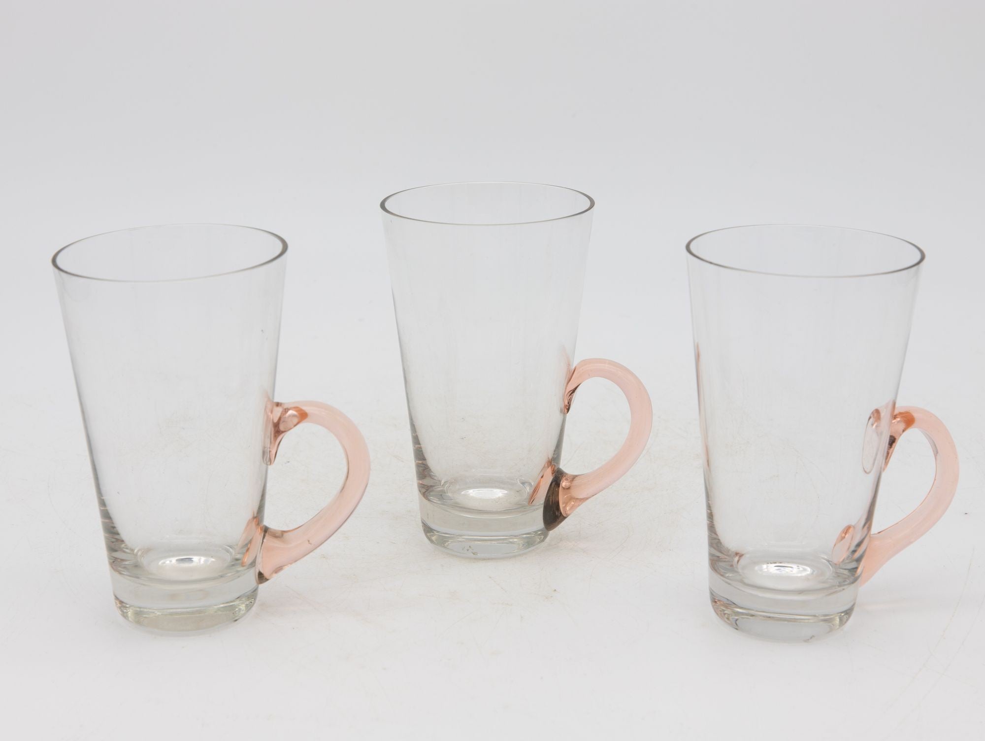 Set of Eight Vintage Hot Toddy Glasses with Colorful Handles