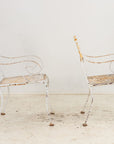 Pair White Painted Metal Garden Chairs, American mid 20th Century