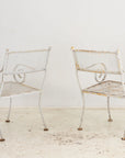 Pair White Painted Metal Garden Chairs, American mid 20th Century