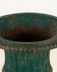 French Neoclassical Style Green Cast Iron Urn on Stand, Mid 20th C.
