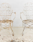 Victorian Style White Wirework Pair of Chairs and Cafe Table, France 1960