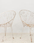 Pair of White Round Garden or Bistro Chairs, 1970s