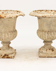 Pair of White Cast Iron Urns, French early 20th Century