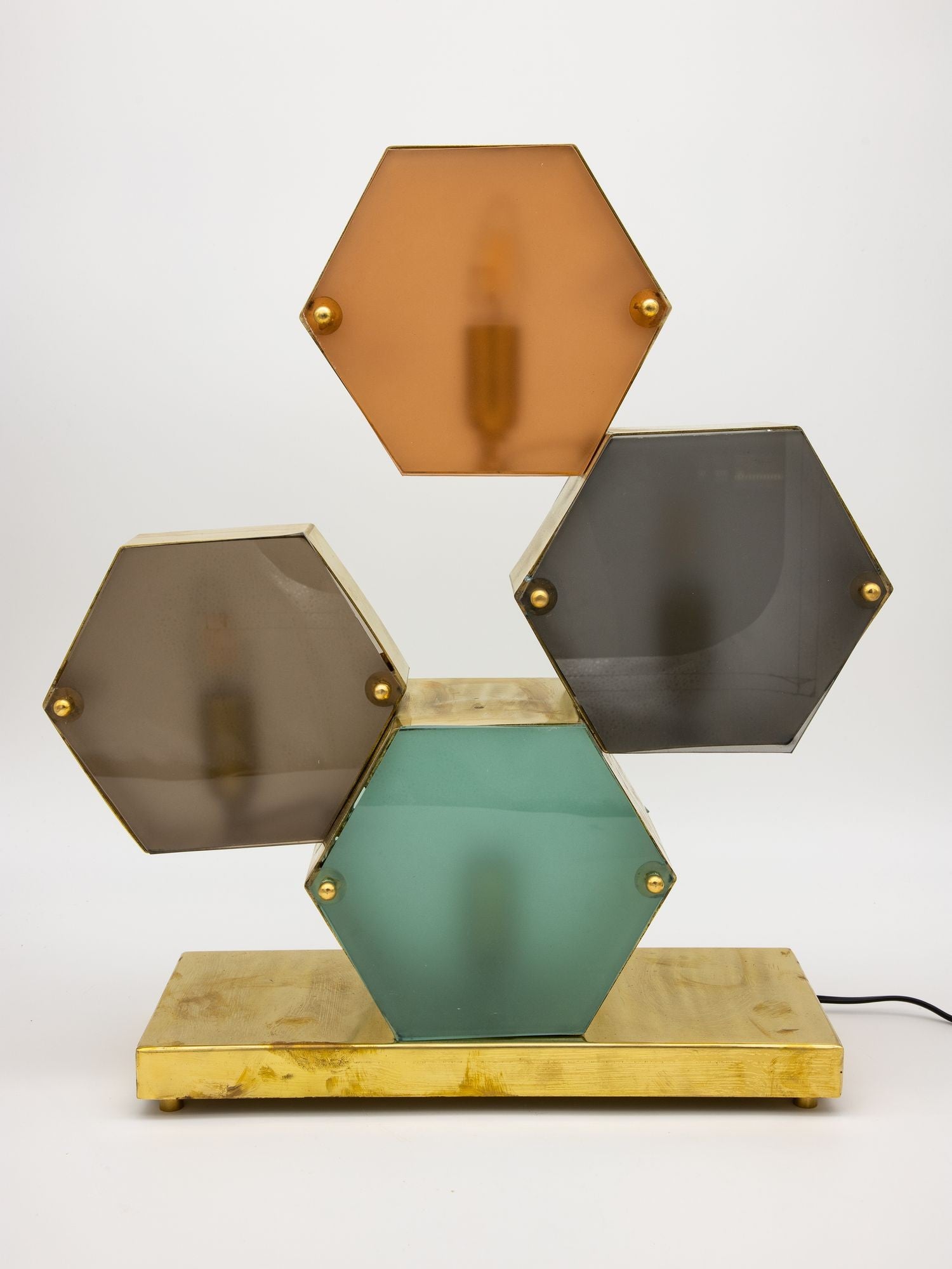 Pair Murano Geometric Multicolor Lamps