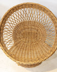 Mid Century French Pair of Wicker Chairs with Side Table