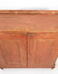 Antique English Country Buffet Cabinet with Original Red Paint