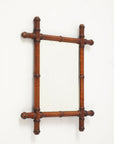 Small Faux Bamboo Carved Frame Mirror, England 1940s