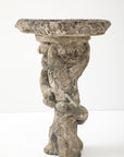 Composite Stone Faux Bois Birdbath with Squirrels Garden Ornament, English 20th C.