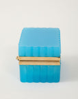 French Opaline Turquoise Scalloped Box, 1890s