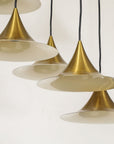 Midcentury Modern Italian Brass Flushmount Light with Five Pendant Drops