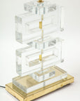 Pair Modern Murano Clear Glass Lamps