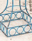 Pair of Blue Painted Iron Pedestal and Basket Planters, 1960s France