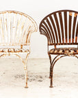 Francois Carre Style Fan-back Metal Garden Chairs, France Mid 20th C.