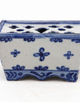 Dutch Delft Style Blue & White Ceramic Flower Brick, France Early 20th C.