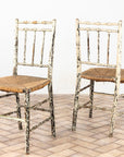 Pair Antique Rush Seat Dining Chairs, England 1920s