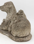 Vintage Reconstituted Stone Dog with Four Puppies, English Mid 20th C.