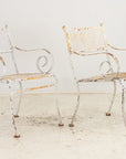 Pair White Painted Metal Garden Chairs, American mid 20th Century