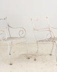 Pair White Painted Metal Garden Chairs, American mid 20th Century