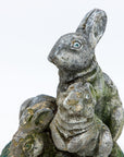 Reconstituted Stone Rabbit and Bunnies Family Garden Ornament, French 20th Century