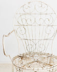 Victorian Style White Wirework Pair of Chairs and Cafe Table, France 1960