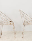 Pair of White Round Garden or Bistro Chairs, 1970s