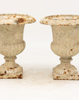 Pair of White Cast Iron Urns, French early 20th Century