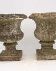 Pair French Stone Neoclassical Urns, 20th century