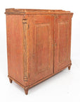 Antique English Country Buffet Cabinet with Original Red Paint