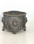 Antique English Lead Quatrefoil Planter with Lion Heads and Paws, 1850s