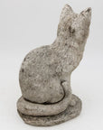 Vintage Composite Stone Cat Garden Statue, French 1970s
