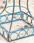 Pair of Blue Painted Iron Pedestal and Basket Planters, 1960s France