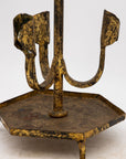 Spanish Gilt Iron Triple Candlestick or Stand, 1950s