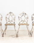 White Scrollwork Garden Dining Table and Four Chairs, France 1940s
