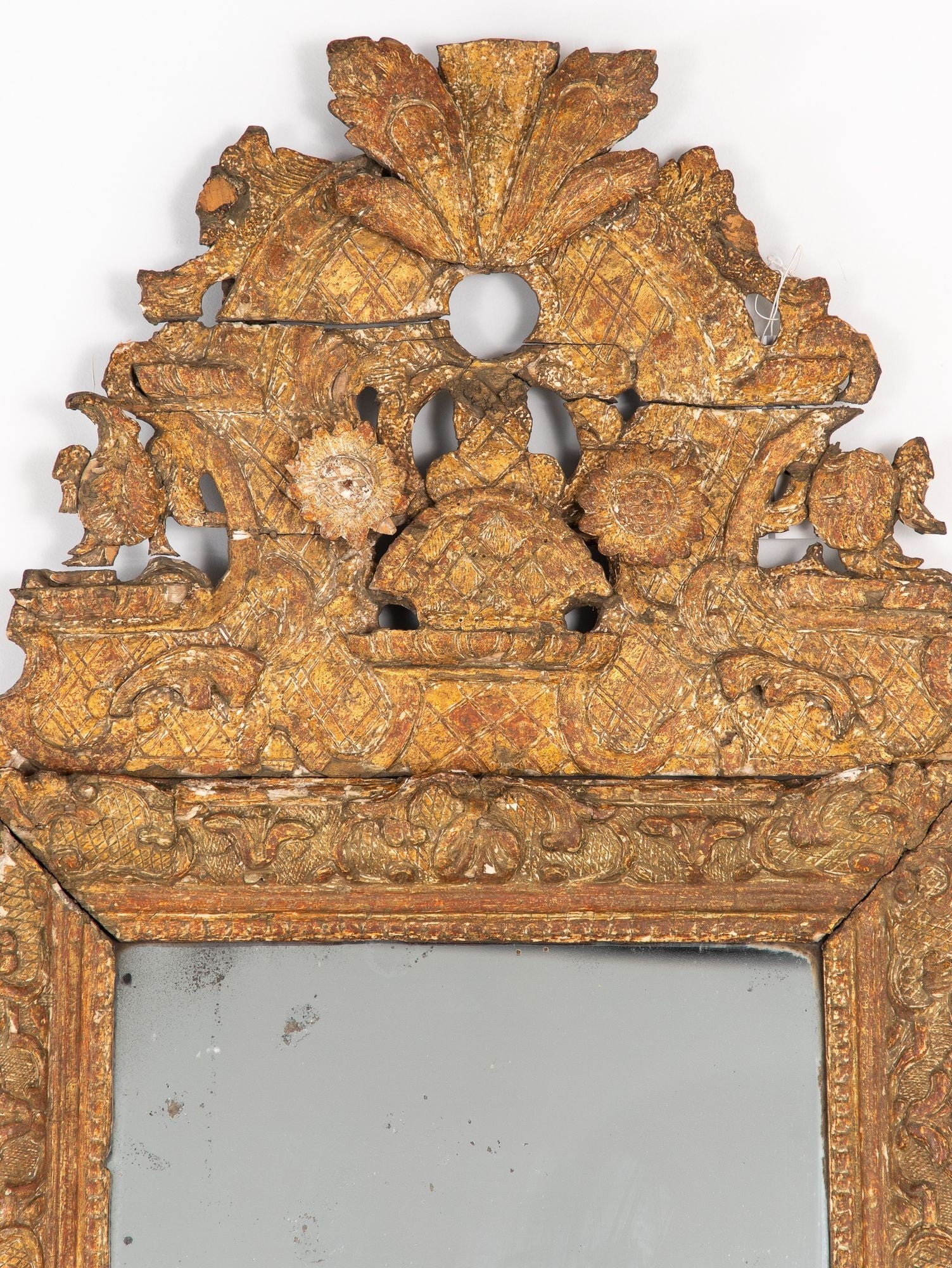Ornate Baroque Style Giltwood Carved Mirror, Sweden Late 19th C.