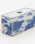 Chinoiserie Blue and White Flower Brick, England Early 20th C.