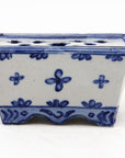 Dutch Delft Style Blue & White Ceramic Flower Brick, France Early 20th C.