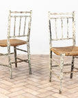 Pair Antique Rush Seat Dining Chairs, England 1920s