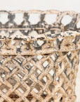 White Painted Cast Iron Latticework Basket, French early 20th C.