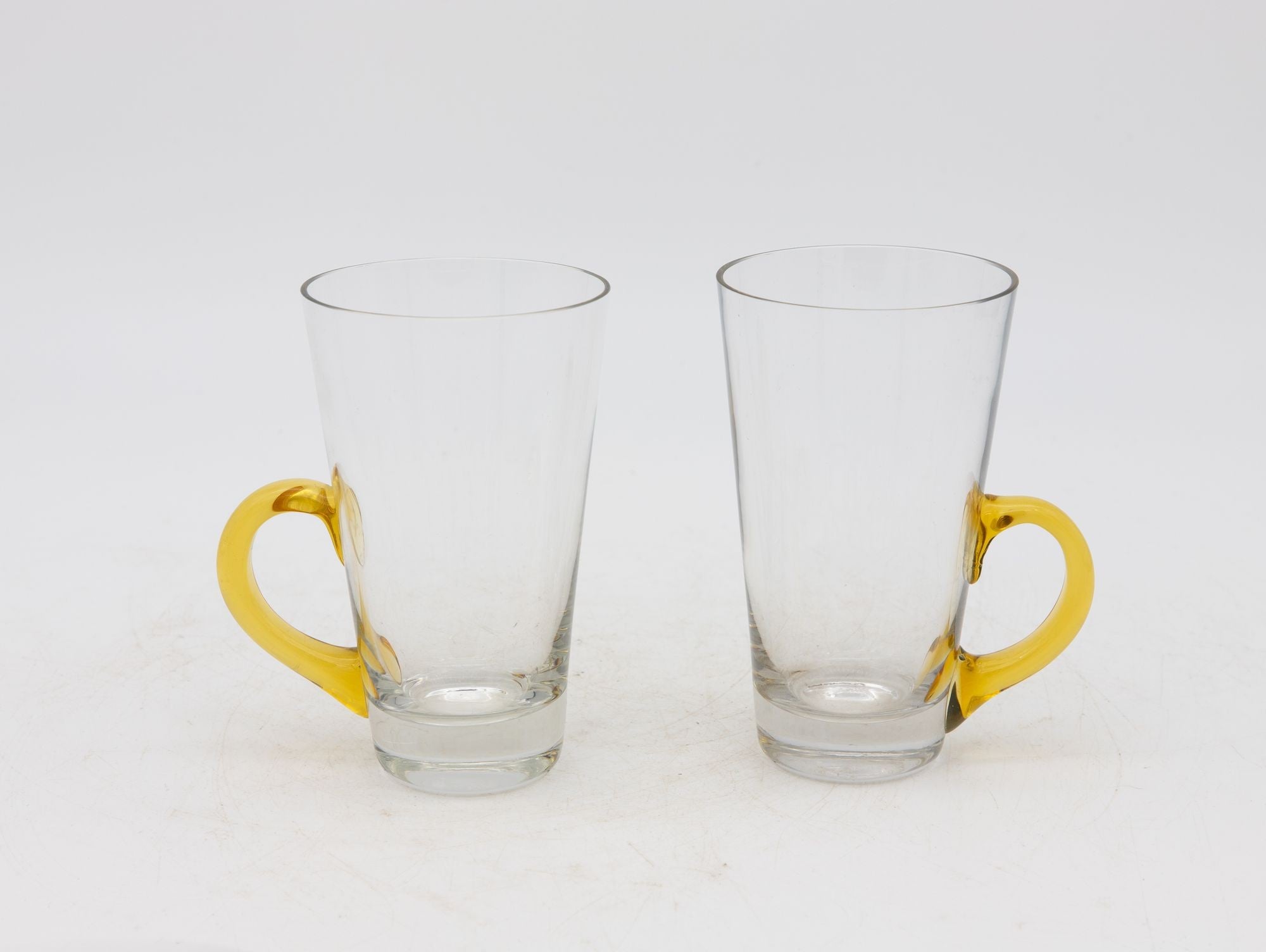 Set of Eight Vintage Hot Toddy Glasses with Colorful Handles