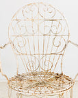 Victorian Style White Wirework Pair of Chairs and Cafe Table, France 1960