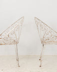 Pair of White Round Garden or Bistro Chairs, 1970s