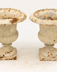Pair of White Cast Iron Urns, French early 20th Century