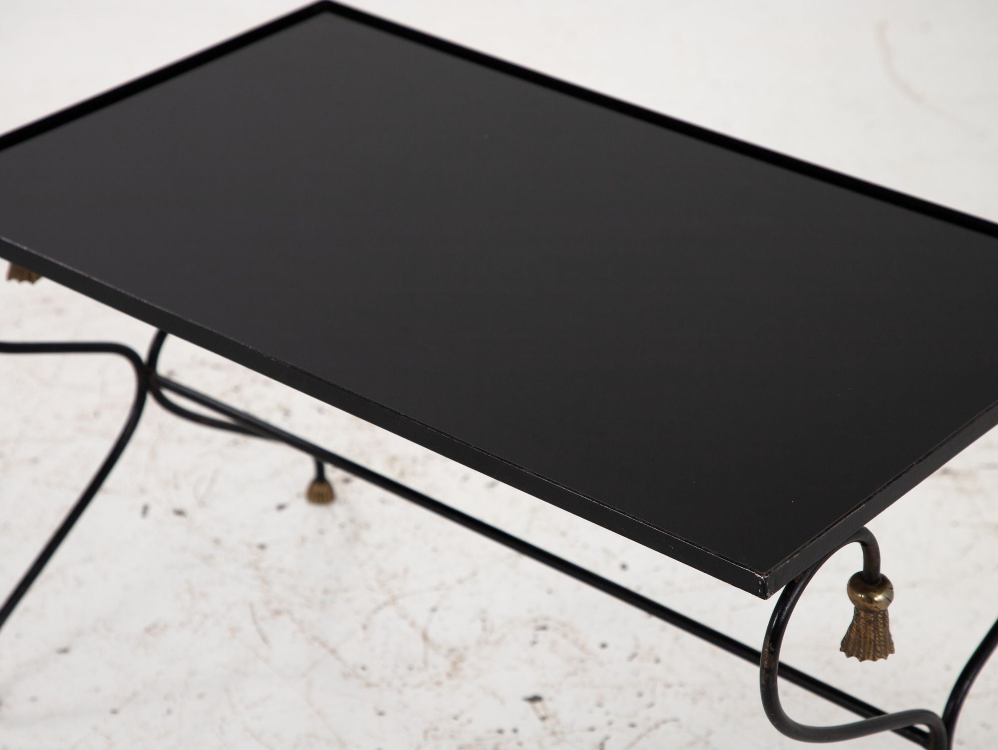 Iron and Black Glass Cocktail Table, 20th Century